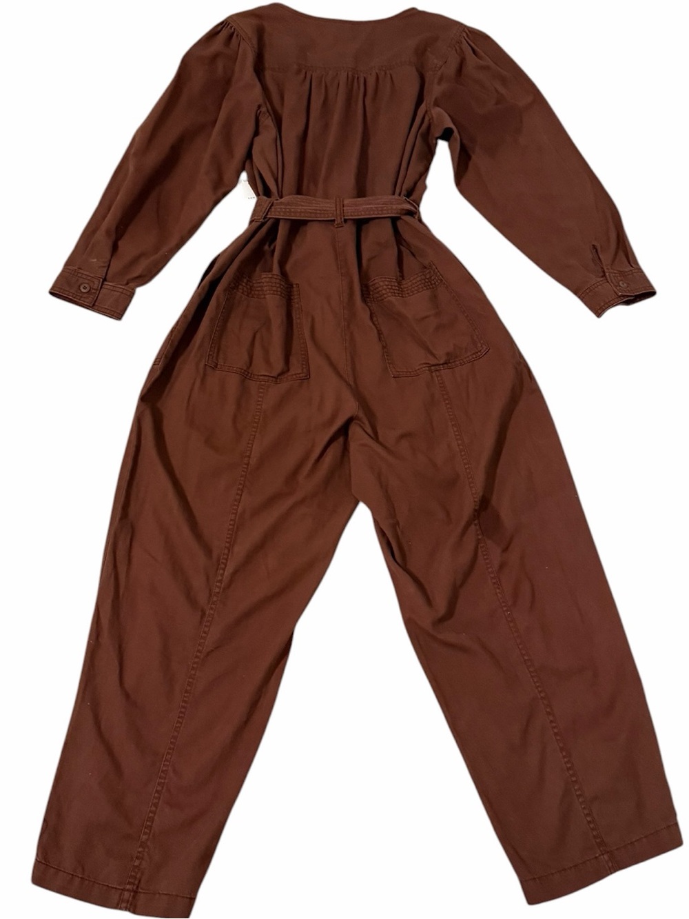 Old Navy Womens Brown Zip FrontUtility Long-Sleeve BeltedJumpsuit NEW Medium - Picture 5 of 6